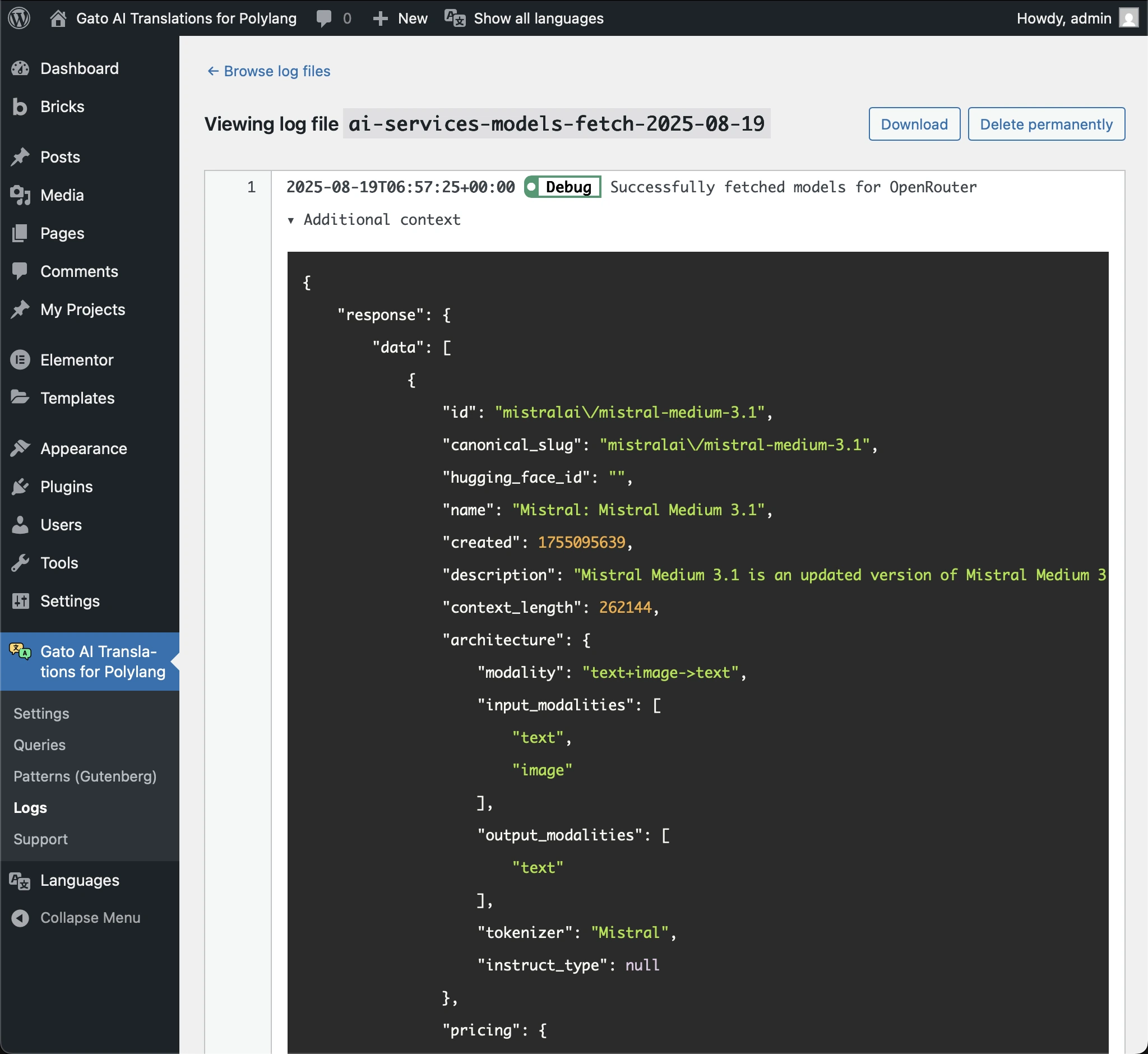 Disabling translations for a language in the Settings