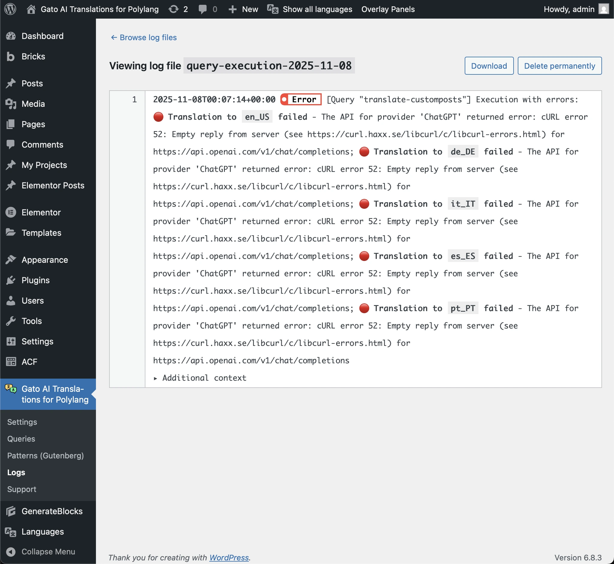 All translations failed