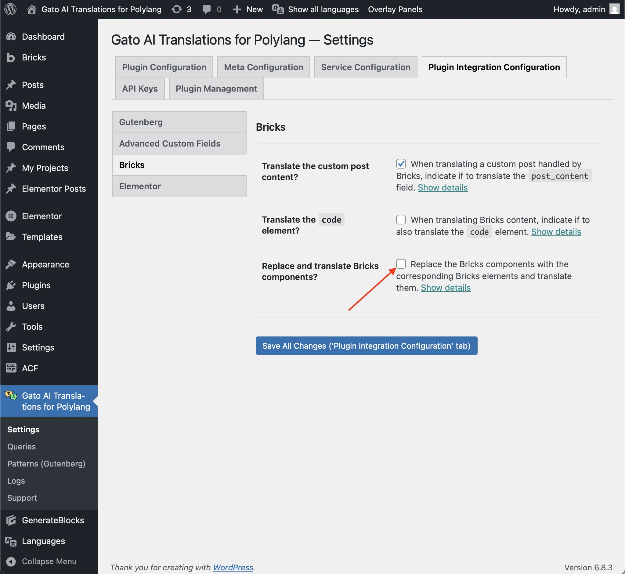 Avoid replacing and translating Bricks components