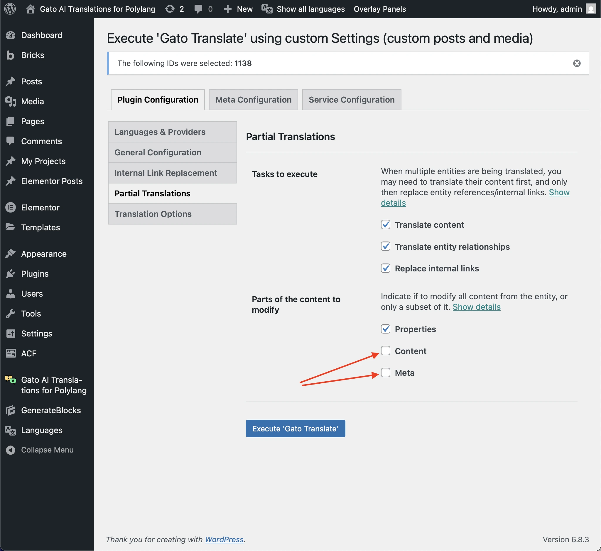 Selecting only the post title for translation