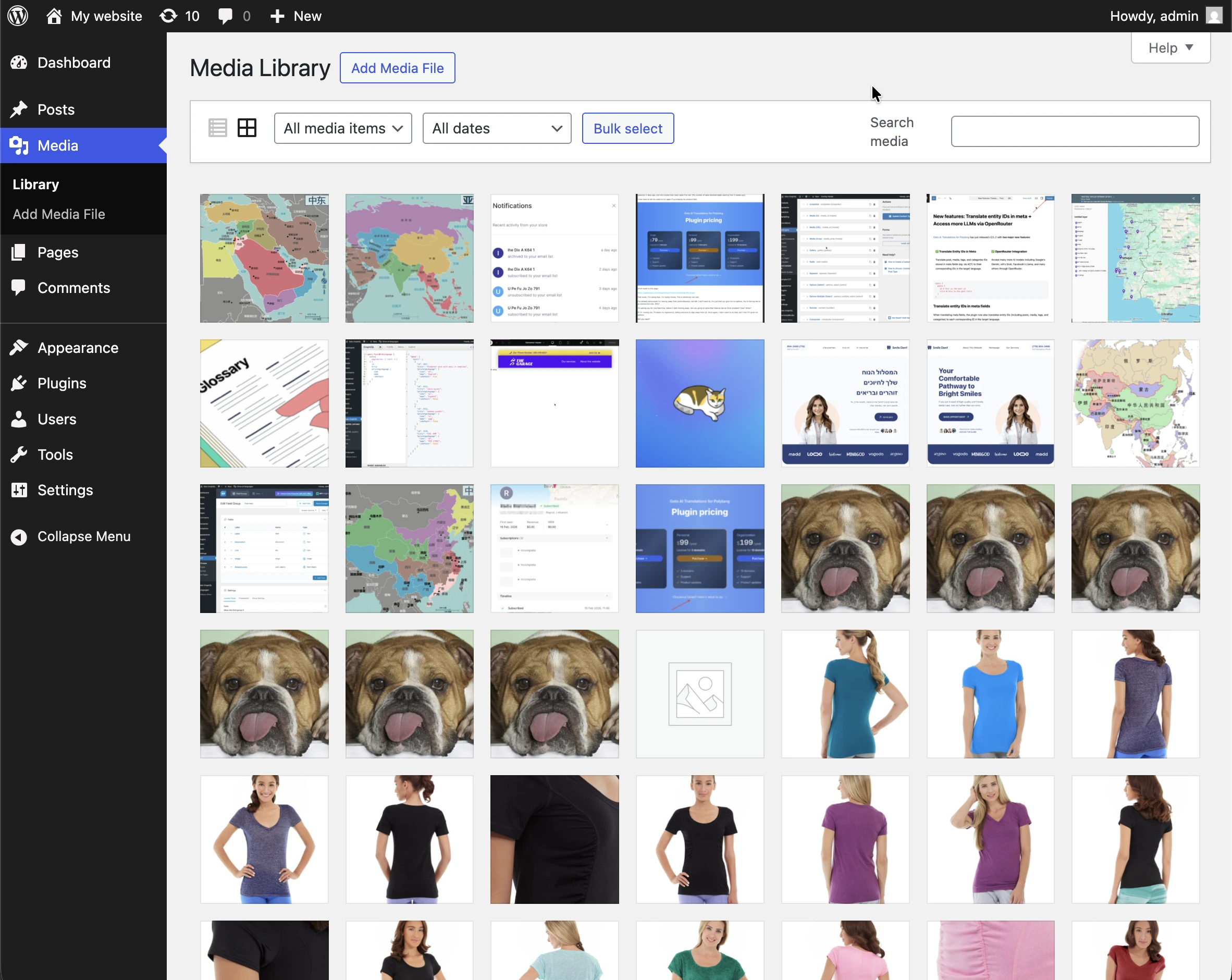 WordPress Media Library in Grid layout