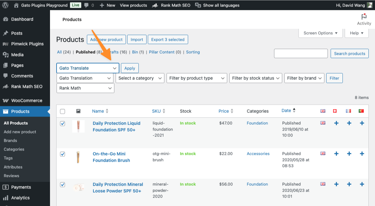 Bulk translate WooCommerce products