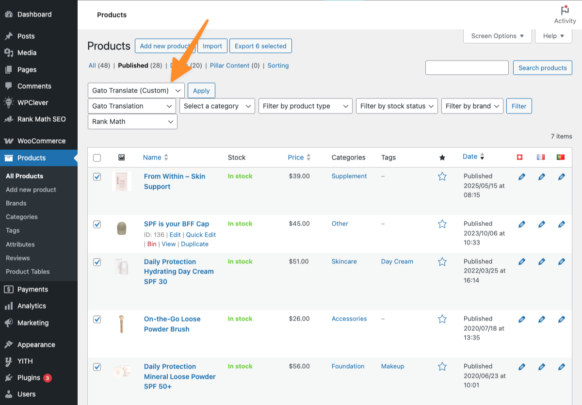 Bulk update WooCommerce product translations